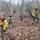 Bomberos realizaron tareas para sofocar los pequeños focos activos en el Cerro Azul.