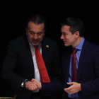 Pabel Muñoz y Daniel Noboa, en la sesión solemne.