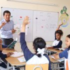 Aprendizaje. Los estudiantes de escuela reciben clases curriculares de Chino Mandarín con profesores nativos.