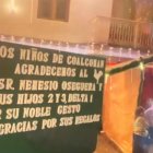El cartel en el que se agradecía por los regalos al narcotraficante "El Mencho".