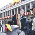 Junto a un gran despliegue policial, los simpatizantes de Noboa se aglomeraron en la Plaza Grande.