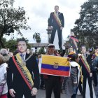 El presidente y candidato Daniel Noboa recibió a sus simpatizantes en la Plaza Grande.