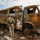 Región de Kursk. Un soldado ucraniano en el frente de batalla.
