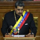 El presidente de Venezuela, Nicolás Maduro, ofrece un discurso ante la Asamblea Nacional.