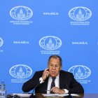 El ministro de Asuntos Exteriores ruso, Sergei Lavrov, celebra su conferencia de prensa anual en Moscú, Rusia, el 14 de enero de 2025.