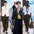 Atuendos masculinos en las pasarelas de Fendi y Hermes Verano 2025.