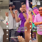 Captura de pantalla de videos compartidos en redes sociales de candidatos, en este 2025.