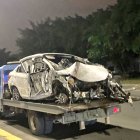 Así quedó uno de los carros tras el accidente registrado la madrugada de este 25 de enero en La Puntilla, Samborondón.