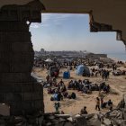 Guerra. Cientos de palestinos se han visto obligados a desplazarse.