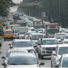 Congestión vehicular a la altura de Chongón