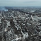 Edificios muy dañados en Chasiv Yar, región de Donetsk, en medio de la invasión rusa de Ucrania.