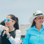 Marcela Aguiñaga y Luisa González durante la campaña presidencial del 2023.