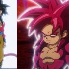 Diseños del Súper Saiyajin 4. A la izquierda, Dragon Ball GT; a la dereche, Dragon Ball Daima.