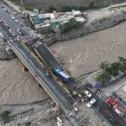 Lima. El puente colapsado en la carretera entre Lima y el mega puerto de Chancay.