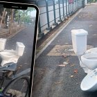 Guayaquil. Con esto se encontró un ciclista en su paso.