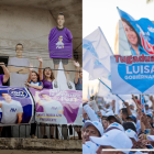 En la campaña de primera vuelta, de las elecciones 2025, imágenes de Daniel Noboa y Luisa González.