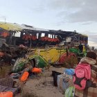 Los buses quedaron completamente destruidos