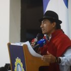 Leonidas Iza es presidente de la Conaie y estuvo este 12 de marzo en Quito.