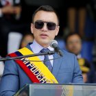 Acto. Noboa participó ayer de la ceremonia por los 179 años de la Policía.