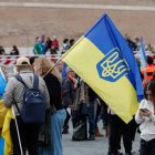 Rome (Italy), 15/03/2025.- People attend the pro-Europe march "A square for Europe" in Piazza del Popolo, Rome, Italy, 15 March 2025. (Protestas, Italia, Ucrania, Roma) EFE/EPA/GIUSEPPE LAMI