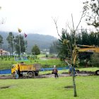 Los trabajos se concentran la vía paralela a la av. Mariscal Sucre, que se ubica al ingreso a la Universidad UTE.
