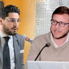 Raúl González y el exconsejero del CPCCS, Augusto Verduga.