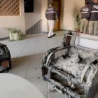 Los muebles del ingreso al archivo quedaron calcinados.