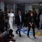 Noboa no dio declaraciones a su llegada a los medios públicos.