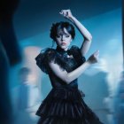 Jenna Ortega en el papel de Merlina.