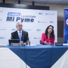 Anuncio. Iván Andrade y Virna Rossi, directivos de Banco del Pacífico y CFN presentaron crédito para las pymes.