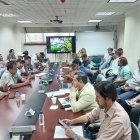 Un grupo de productores de maíz reunidos con el ministro de Agricultura, Danilo Palacios.