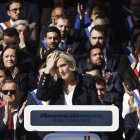 La líder ultraderechista francesa Marine Le Pen, en una concentración de su partido, Agrupación Nacional (RN), en París.
