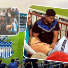 Los paramédicos le pusieron un collarín al hincha y lo retiraron por la localidad General Gómez.