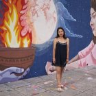Estefanía Suárez Tipán ganó el Salón de la Mujer 2024 con su obra "Resiste, camino y creo", pintada en la pared del edificio de la Casa de la Cultura núcleo de Guayas, en Pedro Moncayo y 9 de Octubre, centro de Guayaquil.