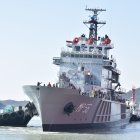 Nave. El Jambelí es el primer buque multipropósito de la Armada del Ecuador; esta fue una donación que hizo el Gobierno de Corea del Sur al país en 2024.