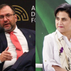 El canciller venezolano, Yván Gil, y su homóloga ecuatoriana, Gabriela Sommerfeld.