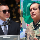 El presidente ecuatoriano Daniel Noboa y el líder del Partido Demócrata Verde del Perú, Alex Gonzales.