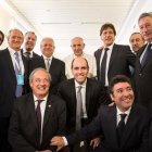 El Papa Francisco y directivos de la Conmebol en el 2015, a la izquierda Luis Chiriboga expresidente de la FEF.