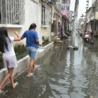 Una zona inundada en el norte de Guayaquil tras fuertes lluvias.