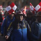 Un grupo de mineros participa en una protesta este miércoles, en La Paz (Bolivia).