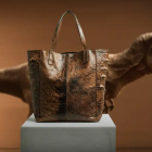 Prototipo de bolso elaborado con cuero cultivado en laboratorio a partir de ADN de T. rex.