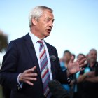 El líder de Reform UK, Nigel Farage, en un evento posterior a las elecciones en el recinto ferial del condado de Staffordshire, en Stafford, Gran Bretaña, el viernes 2 de mayo de 2025.