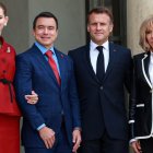 Daniel Noboa estuvo acompañado de su esposa, Lavinia Valbonesi, en su encuentro con el presidente de Francia, Emmanuel Macron.