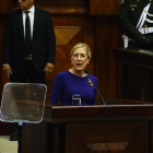 Anabella Azín en su primer discurso como asambleísta.