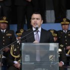 Presidente Daniel Noboa junto autoridades militares y policiales