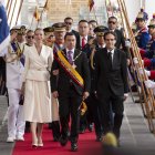 Daniel Noboa en su llegada al Palacio de Carondelet tras su posesión en la Asamblea.