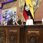 La obra “La imagen de la Patria” se ubica en el pleno de la Asamblea Nacional y retrata la lucha y dolor del pueblo ecuatoriano.