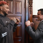 Michael Morales junto al presidente Noboa en Carondelet.