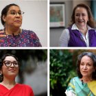 la Suprema Corte de Justicia de la Nación, Lenia Batres (arriba-i) y Yasmín Esquivel (arriba-d), y las abogadas Cynthia Ortiz (abajo-i) y Sara Irene Herrería (abajo-d), en Ciudad de México (México).