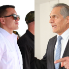 El presidente Daniel Noboa y el juez electoral Fernando Muñoz.